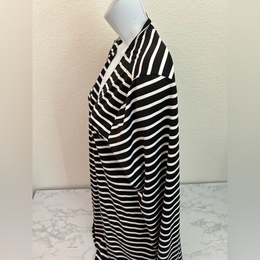 Sheila Rose Long Sleeve Cardigan Size XL Black White Striped Open Front NWOT - Picture 2 of 4